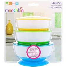 Mangkuk makan anak Munchkin Stay Put Suction Bowls (3 Pcs)