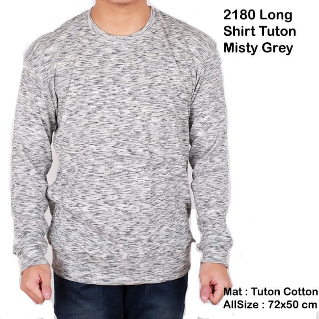 Jual kaos sweater pria lengan panjang polo brown slimfit   baju kaos pria   Abu abu Muda Diskon
