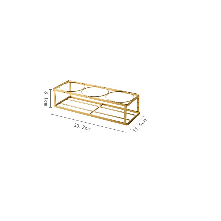 Set Toples Kaca Dengan Gold Rak Stainless / Set Triple Gold Rack