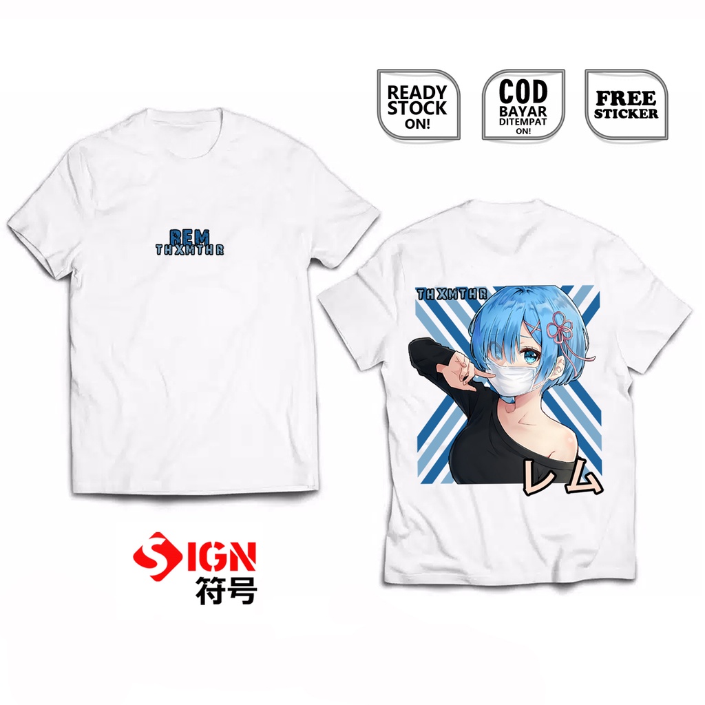 KAOS REM RE ZERO WAIFU ANIME MANGA NATSUKI SUBARU EMILIA SATELLA ECHIDNA BAJU JEPANG COSPLAY JAPAN CULTURE OTAKU WIBU SIGN CLOTH