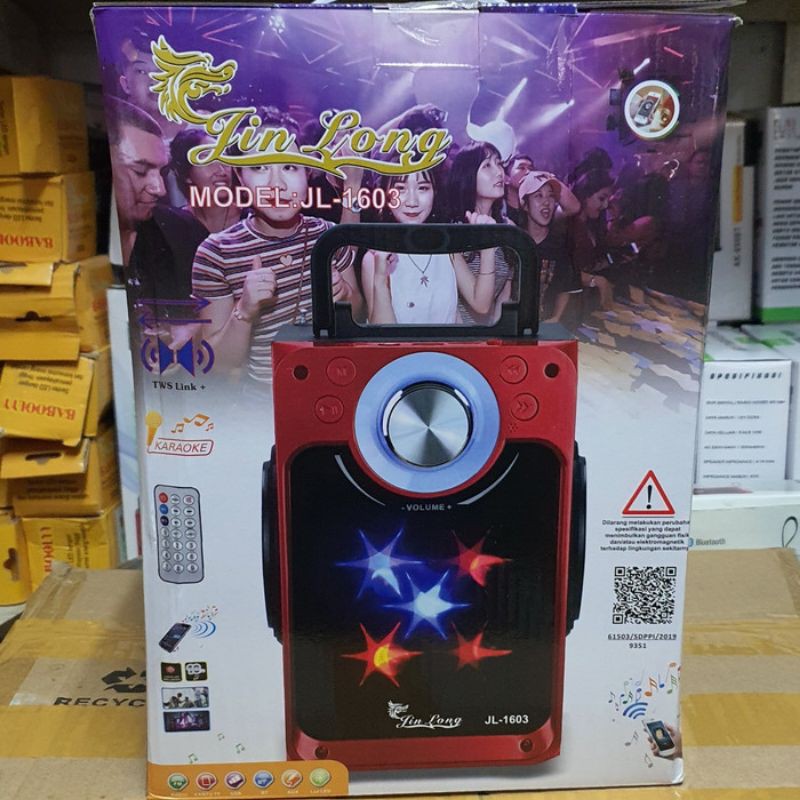 Speaker lampu disko suara ngebass Speaker Bluetooth Jinlong JL 1603