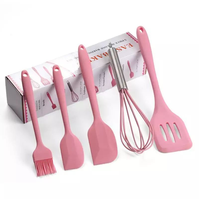 Ori 5in1 Set Alat Masak Silicone / Spatula / Sutil Silikon Food Grade Tahan Panas