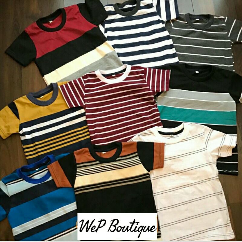 KAOS STRIPE SALUR BAJU ANAK BERKERAH