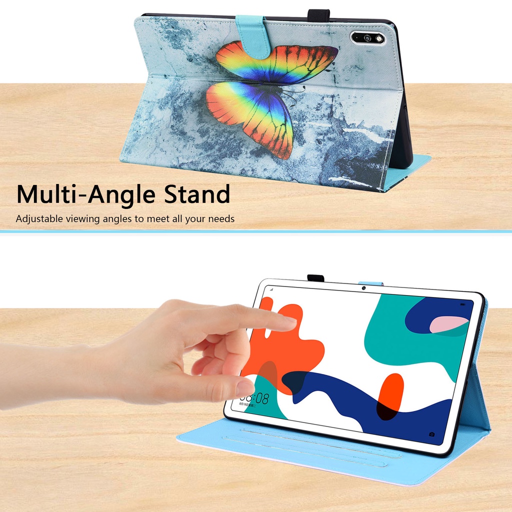 Untuk Huawei MatePad 10.4 (2022 /2020) Tablet Flip Stand Case BAH4-W09 BAH4-AL10 BAH3-W09 BAH3-AL00 BAH3-L09 BAH3-W59 Fashion Pola Dicat Kualitas Tinggi Kulit PU Penutup Perlindungan