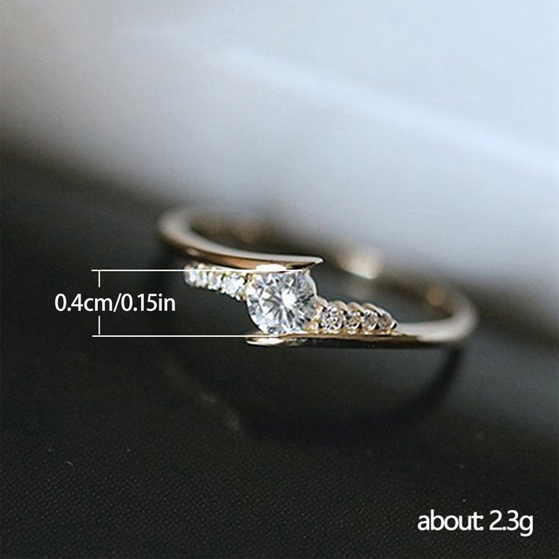 Cincin Wanita Hias Batu Cubic Zirconia AAA Warna Emas Untuk Pernikahan