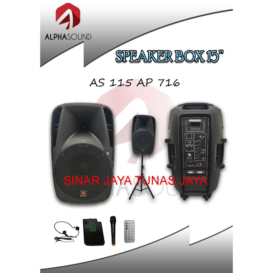 SPEAKER BLUETOOTH PORTABLE ALPHASOUND AS115 AP 716 ( 15 inc ) usb, bt