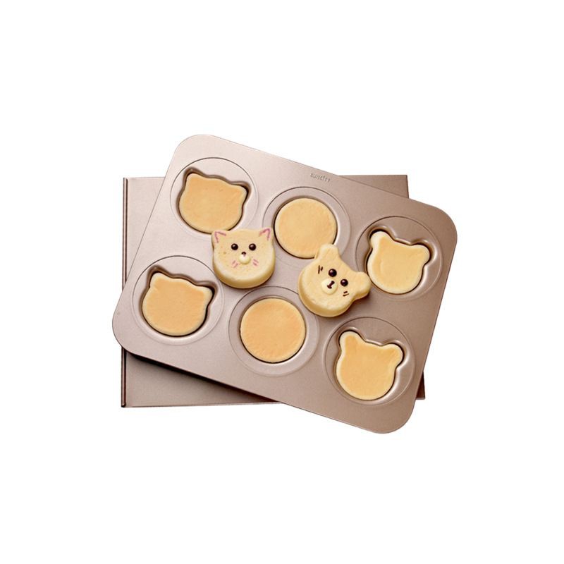 suncity 6cups bear mould cake pan with cover / loyang dorayaki