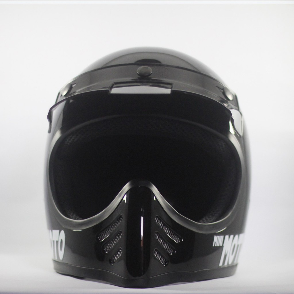 Helm Cakil Mini Moto 3 Enduro Trail Black Glossy (Vintage / Retro / Bogo / Klasik / Classic )