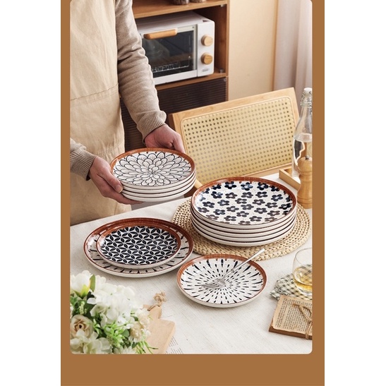 Piring keramik motif bunga / Plate Ceramic