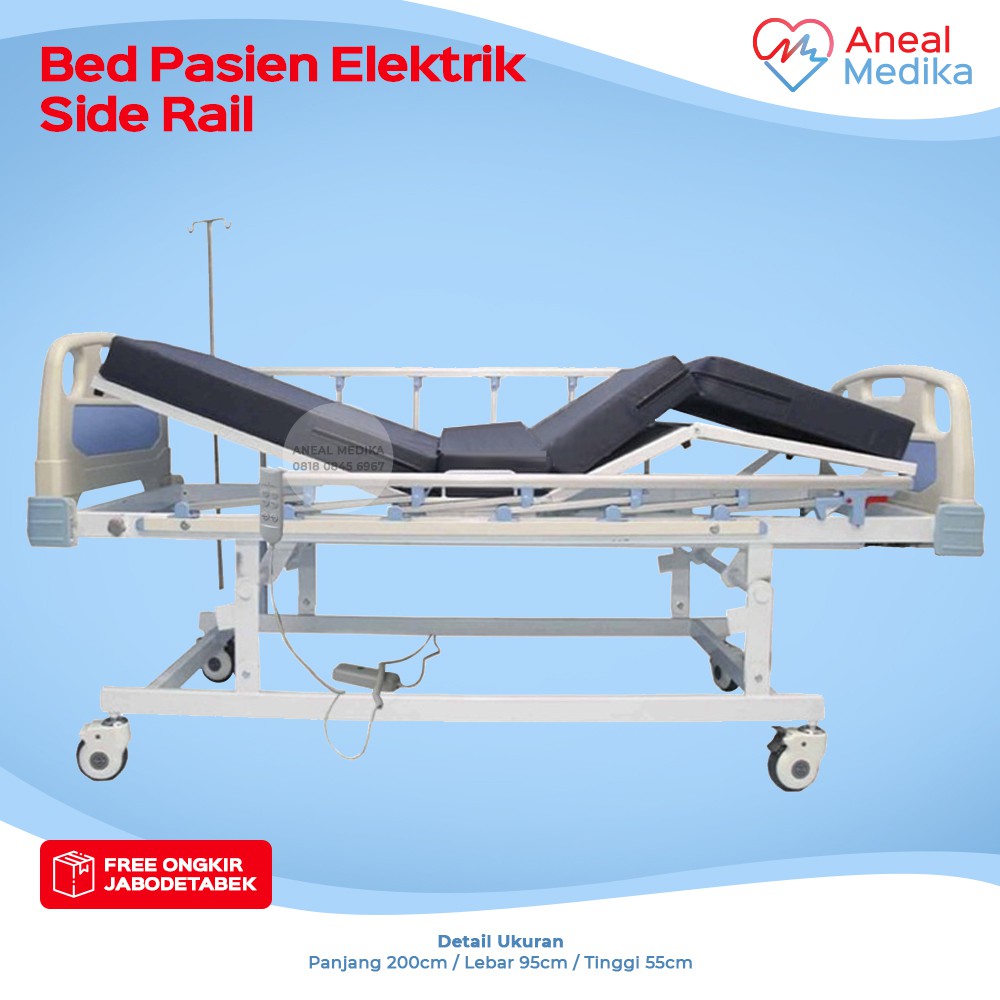 Bed Pasien Elektrik Siderail - Ranjang Pasien ABS Elektrik - Tempat Tidur Rumah Sakit Elektrik