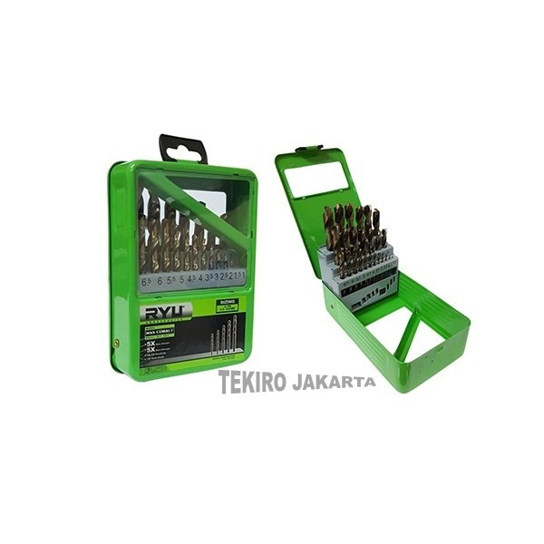 Mata Bor Besi Set HSS Cobalt 1 - 10 mm 19 pcs RYU BY TEKIRO - Mata Bor Besi Set 19 Pc RYU TEKIRO