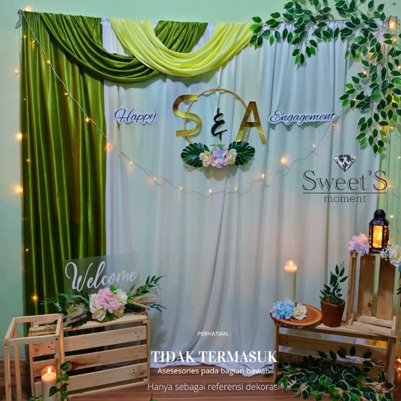 Backdrop lamaran dekorasi tunangan TERBARU ukuran 2.5x2.2 meter