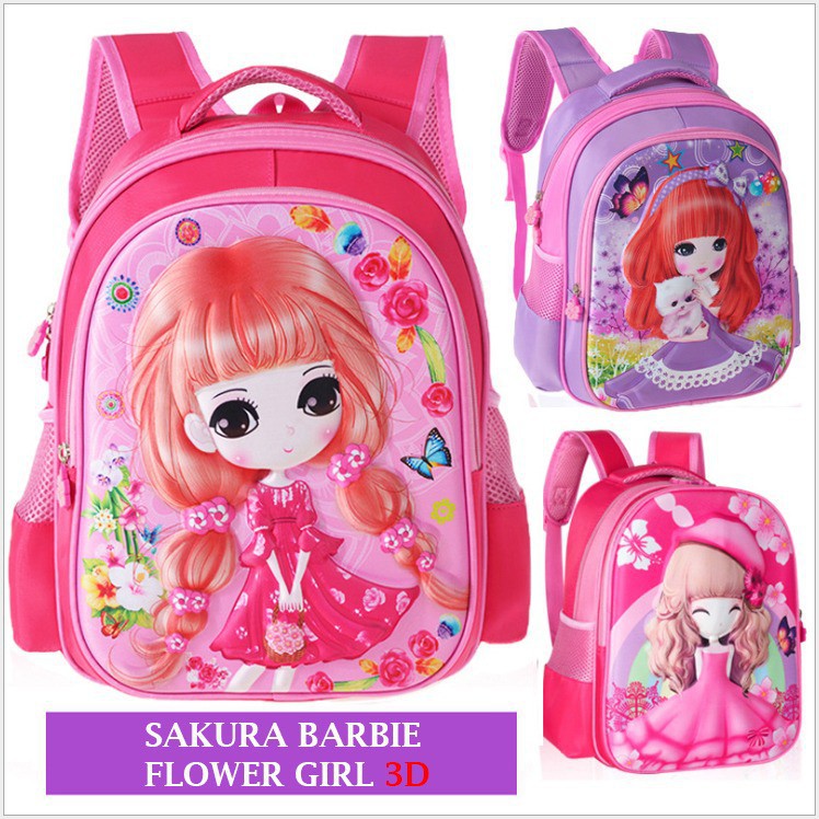 Rk Tas Anak Sekolah Perempuan Sd Barbie Princess Sakura Girl 3d 16 Inch Tas Backpack Anak Sd Shopee Indonesia