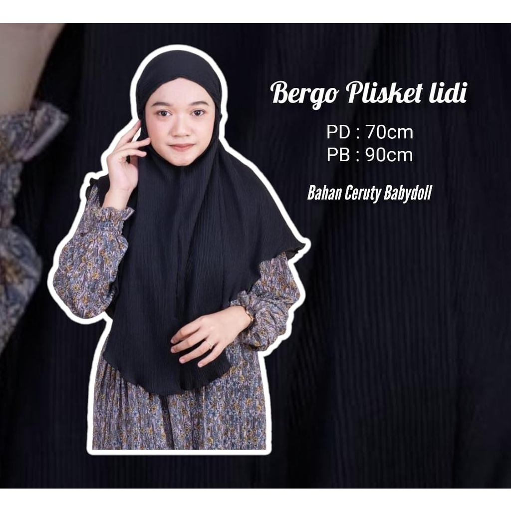 Kerudung Geblus - bergo plisket lidi/bergo plisket lidi pad/bergo plisket rempel/khimar lasercut/segiempat plisket pompom