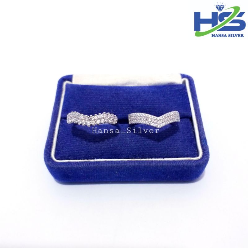 Cincin Perak Wanita Silver Asli 925 Lapis Emas Putih Model Pasung - Cincin Wanita Anti Karat