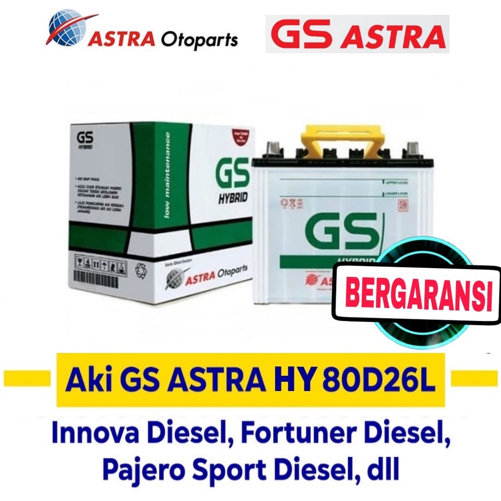 Aki Mobil GS Astra 80D26L Aki Basah GS HYBRID 12V / 70 Ah (VOUCHER) KHUSUS BANDAR LAMPUNG