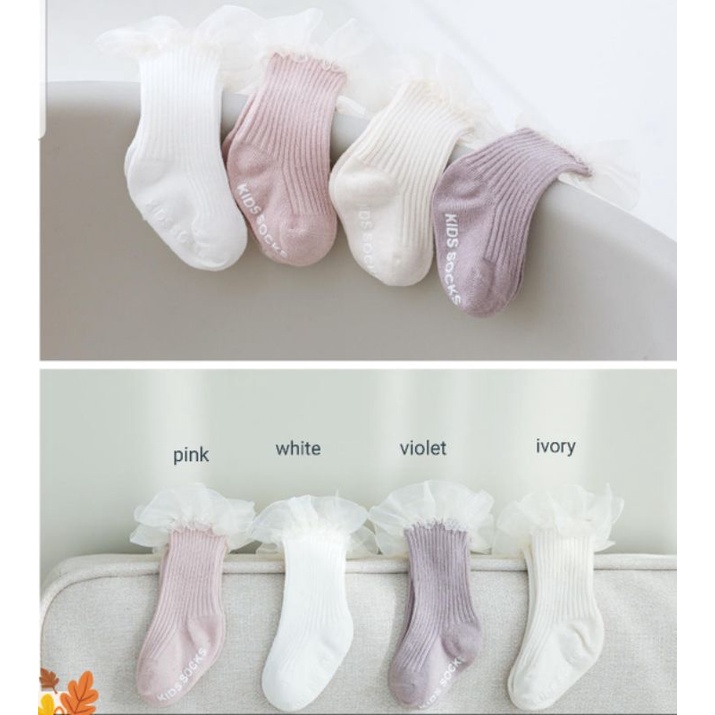 Kaos kaki anak bayi renda organza / Baby lace socks double layer