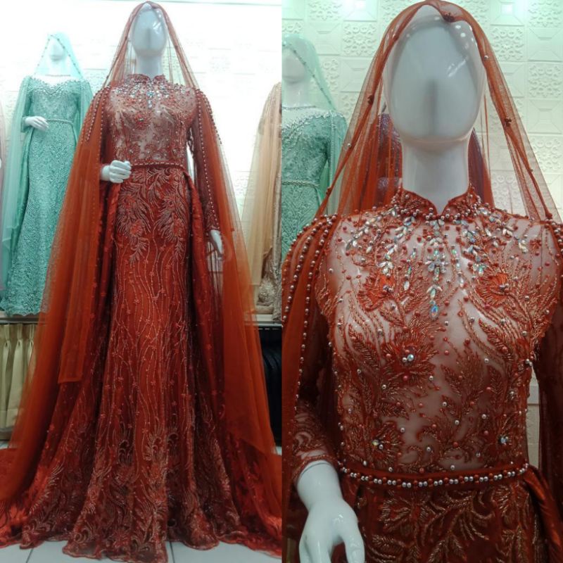 GAUN PENGANTIN JUBAH FULL PAYET//GAUN WEDDING MEWAH MODERN//GAUN SLIM