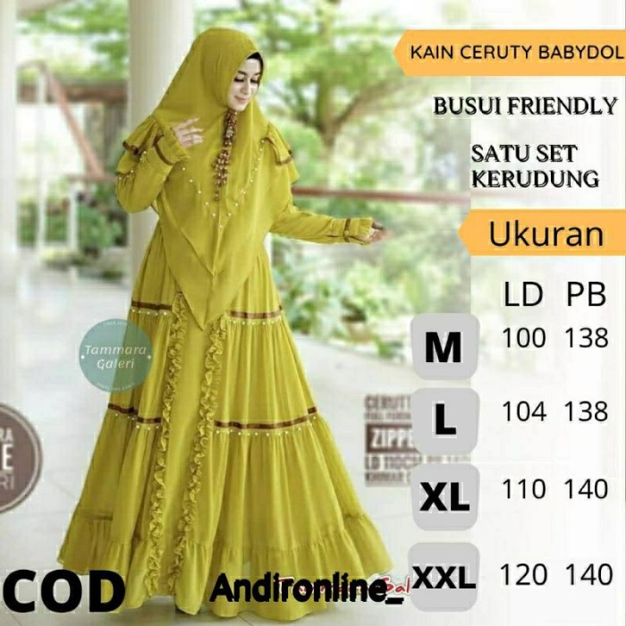 Baju Gamis wanita Lebaran Terbaru 2021 Polka Syari Bahan Ceruty motif