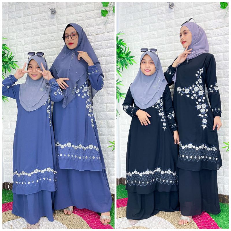 Best Seller Gamis Malaysia Couple Ibu Anak Gadis Perempuan Dress Bordir Premium Terlaris Longdress P