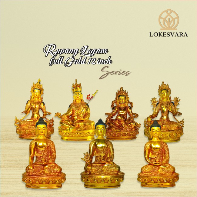 Patung Rupang Arca Buddha Bodhisattva 12inch Full Gold