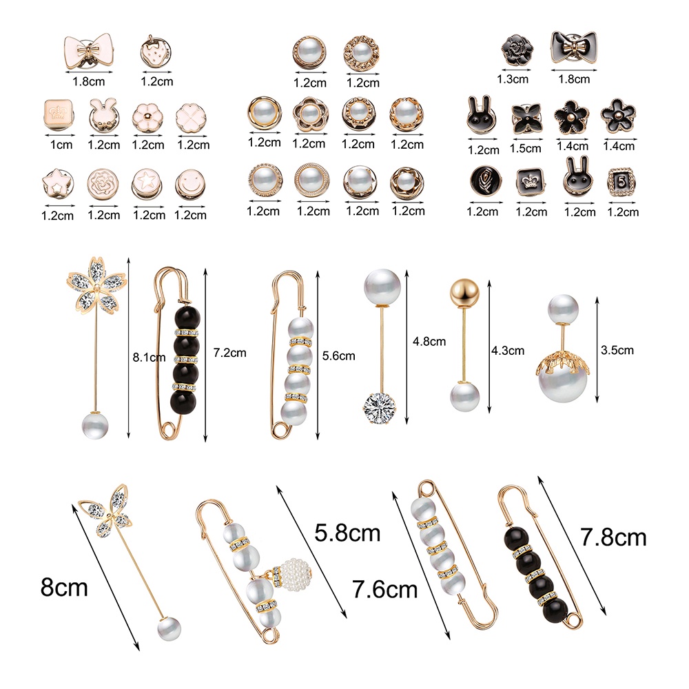 YEEZII 6Pcs/Set Korean Diamond Pearl Brooch Pins Fashion Elegant Waist Fixed Adjuster Clip Women Accessories Jewelry Gift