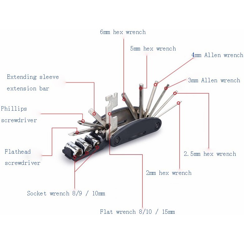 Alat Kunci Multifungsi 15 in 1 Obeng L Shock Ring Pas EDC Repair Tool Simple dan Praktis