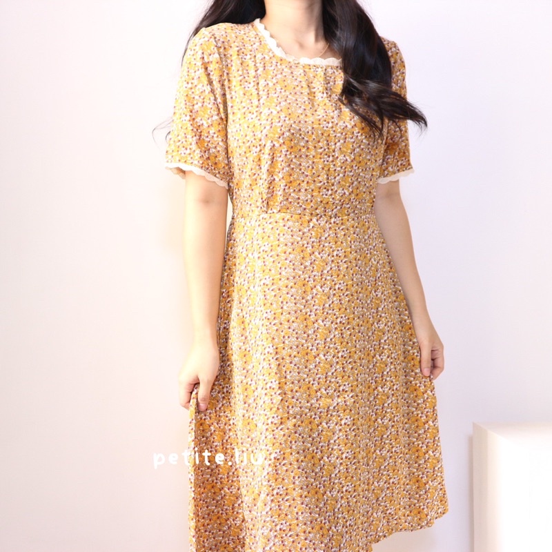 Chanmi Dress Midi Floral Dress Import Korean Style Panjang Casual Party Kondangan Lengan Pendek