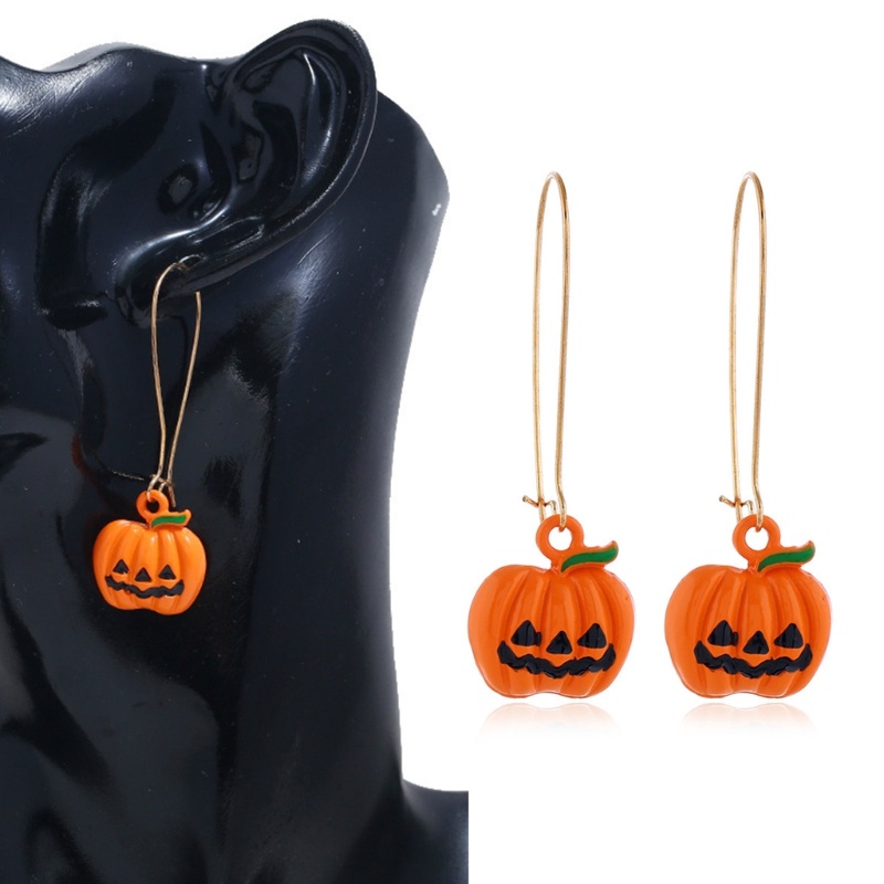 Anting Menjuntai Desain Labu Halloween Untuk Aksesoris Pesta