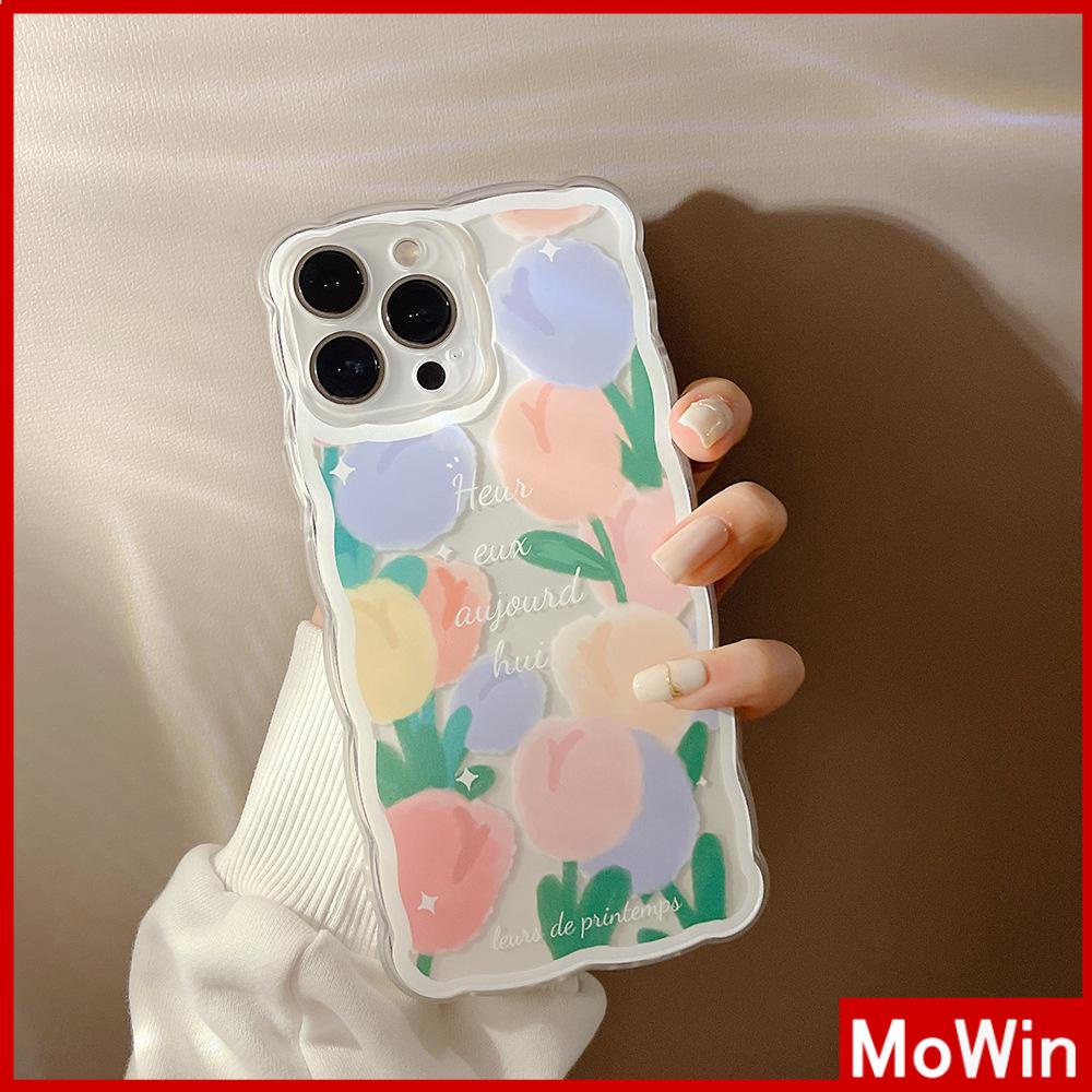 iPhone Case Silicone Soft Case Clear Case Wave Non-Slip Shockproof Camera Full Coverage Protection Tulip Flower For iPhone 13 Pro Max iPhone 12 Pro Max iPhone 11 iPhone 7 Plus