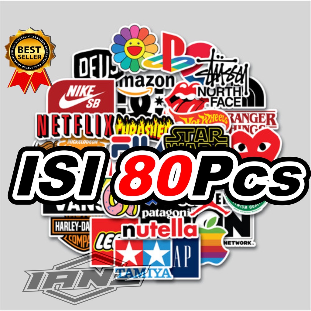 80pcs STICKER LOGO BRAND AESTHETIC ANTI AIR UNTUK LAPTOP CASE TUMBLER KOPER HP