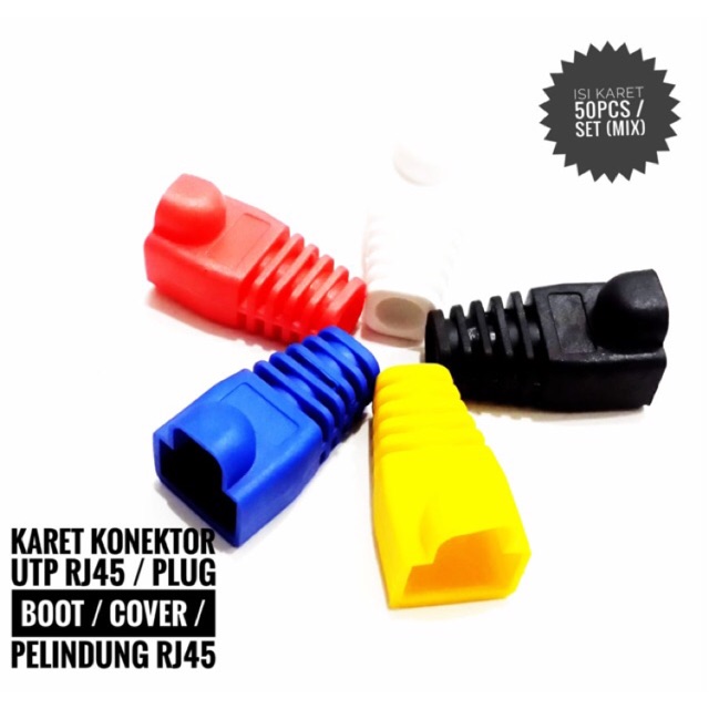 KARET PELINDUNG RJ45 / PLUG BOOT / COVER / KONEKTOR JACK RJ STP / UTP JUAL PER BIJI