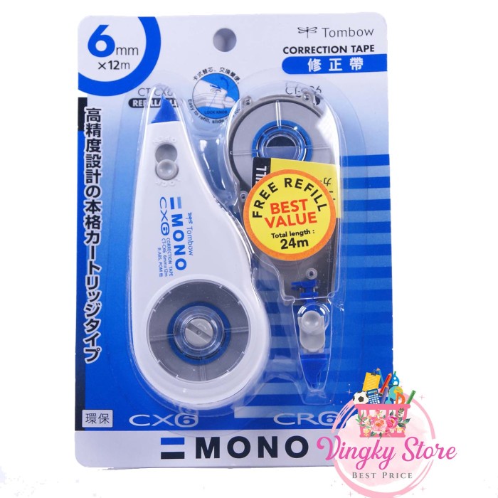 

Mudah Tipex Tombow Biru Cx6Cr6 6Mm X 12M+12M Hemat