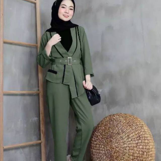 Fashion remaja / Baju muslim wanita / Stelan Muslim / baju  wanita /Alin set /