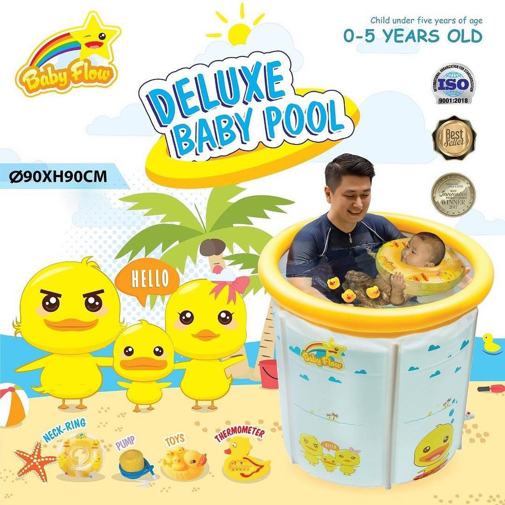 BABY FLOW DELUXE BABY POOL 90x90cm DUCK YELLOW