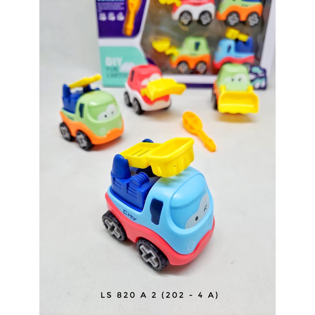 Mobil Mobilan DIY Truck Assemble City Guradian Fun Cartoon Car Truk Konstruksi Bongkar Pasang 4 Pcs