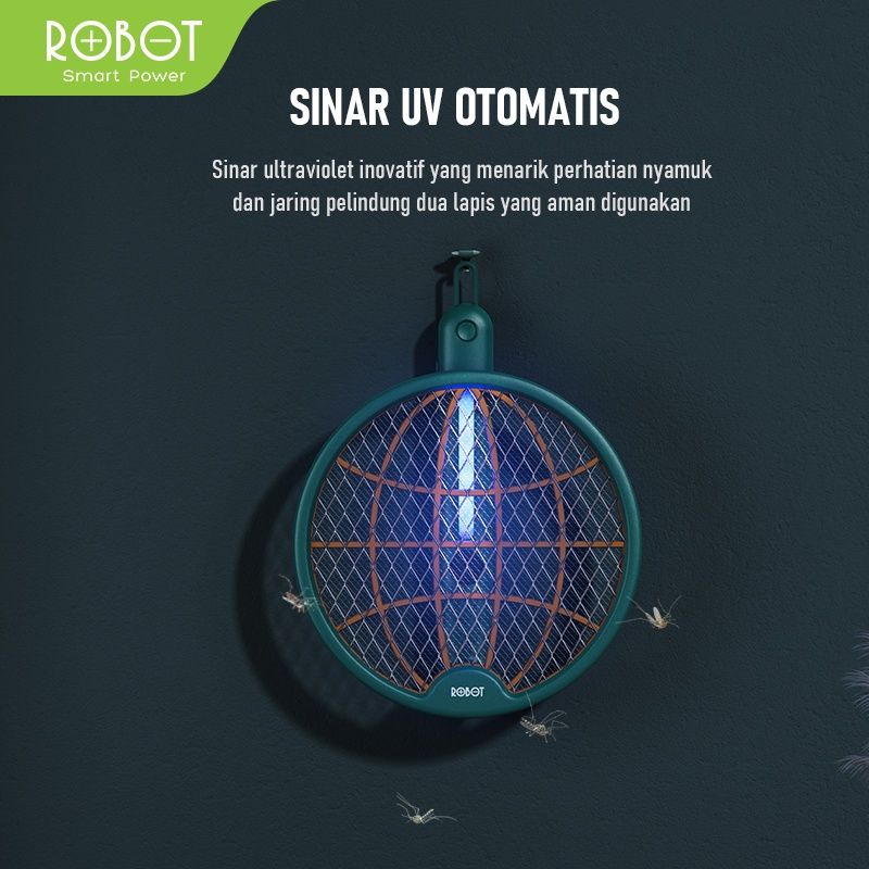 Robot RT-MS01 Raket Nyamuk Elektrik dengan Sinar UV Otomatis