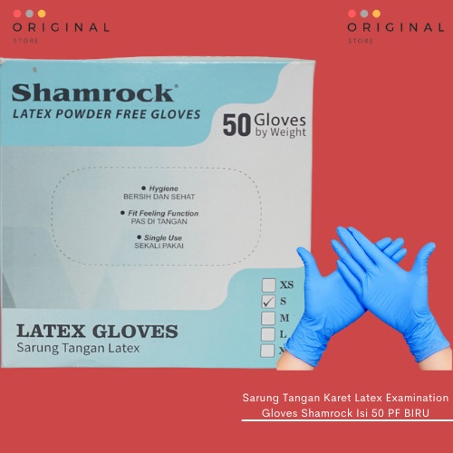 Sarung Tangan Latex Free Powder Medis Examination SHAMROCK ISI 50 PCS NON POWDER Kemenkes