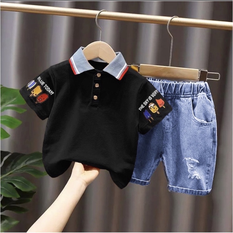 SETELAN KAOS POLO JEANS TRENDY BAYI ANAK MOTIF ICE CREAM DENIM USIA 6 BULAN-5 TAHUN BEST QUALITY TERBARU TERLARIS/ SETELAN KAOS POLO JEANS TRENDY BAYI ANAK LAKI-LAKI/ SETELAN KAOS POLO JEANS TRENDY BAYI ANAK COWOK/ SETELAN KAOS POLO ANAK MOTIF ICE CREAM