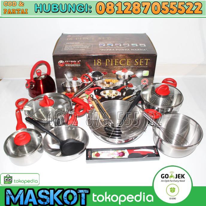 Supra 18Pc Cookware Set Panci Satu Set Isi 18Pc Bahan Stainless Teflon Ragilanggara20