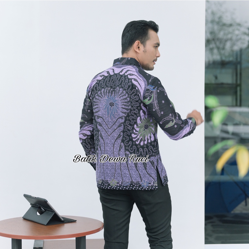 Kemeja Batik PUJONGGO LILAC Full Furing Bahan Katun Halus High Quality