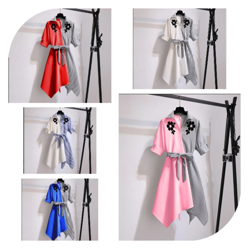 DRESS FLOW DRES MOTIF BUNGA CANTIK DRESS WANITA COMBI KATUN SALUR IMPORT CASUAL DRESS WANITA FASHION