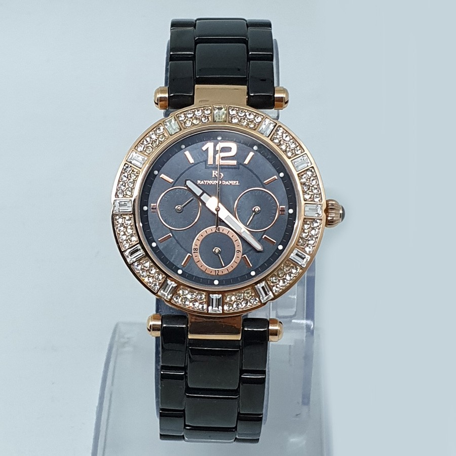 Raymond Daniel RD216 Rosegold Black Jam Tangan Wanita Original