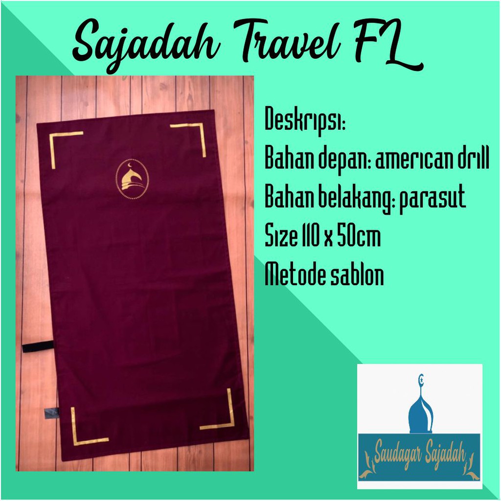 Sajadah Lipat Traveling Tipis Sablon Anti Slip Portabel RL Travel Polos Sejadah Dompet