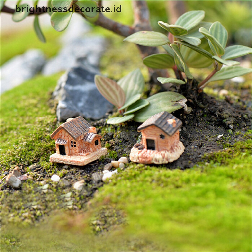 [birth] 3Pcs Micro Landscape Decoration Small Houses Handicraft Gift Garden Ornaments [ID]