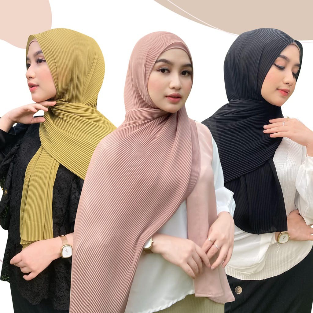 Alny Hijab - Pashmina Plisket Full Diamond Crepe/ Pasmina lidi full pleated phasmina shawl