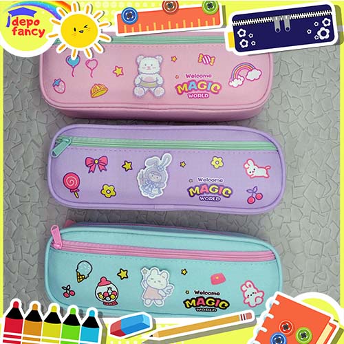 

Kotak Pensil Kain 2 Resleting BD-919 Bear / Tepak Pensil / Tempat Pensil / Pencil Case / Boks Pensil / Box Pen
