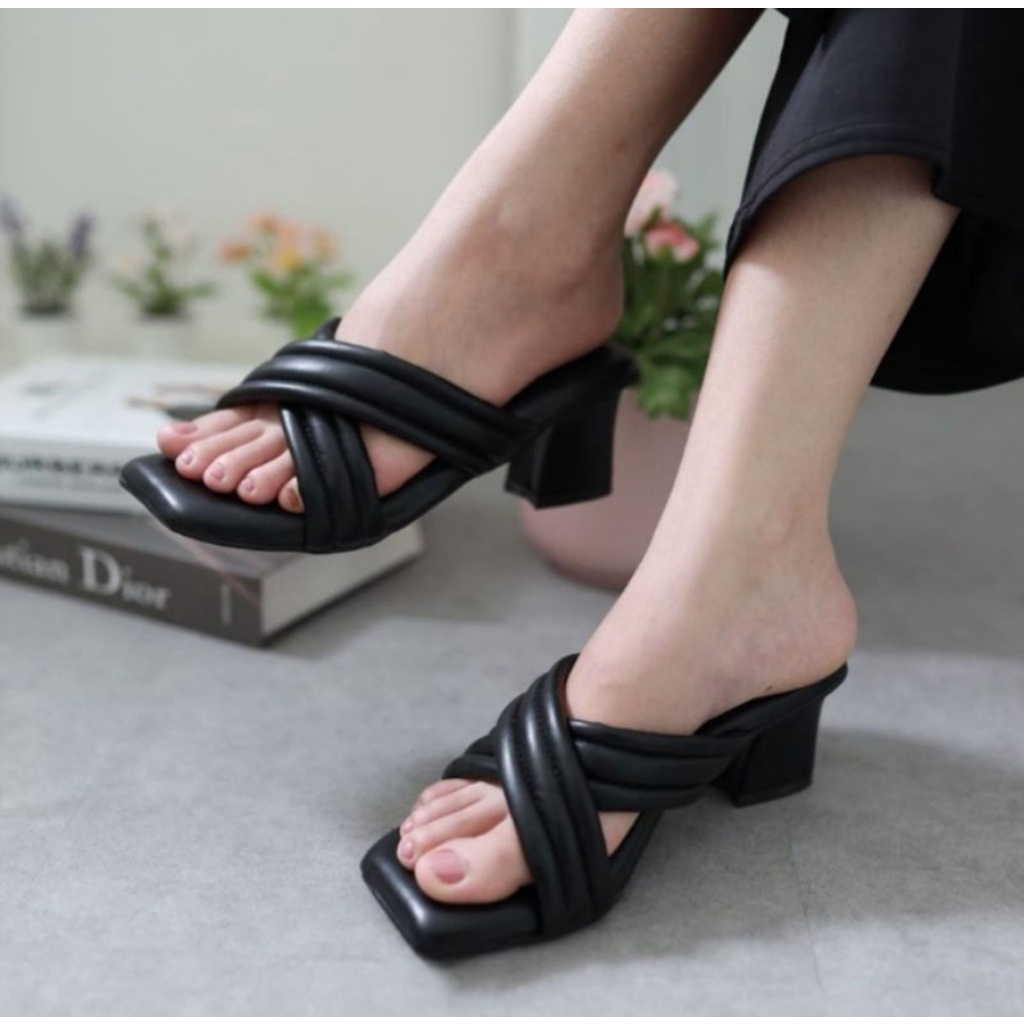 sandal wanita sendal hak tahu sandal hak wanita Heels Wanita Busa / Sandal Hak Tahu Chunky 5CM / Sandal Hak Tahu Wanita Silang / Sandal Wanita Murah Original