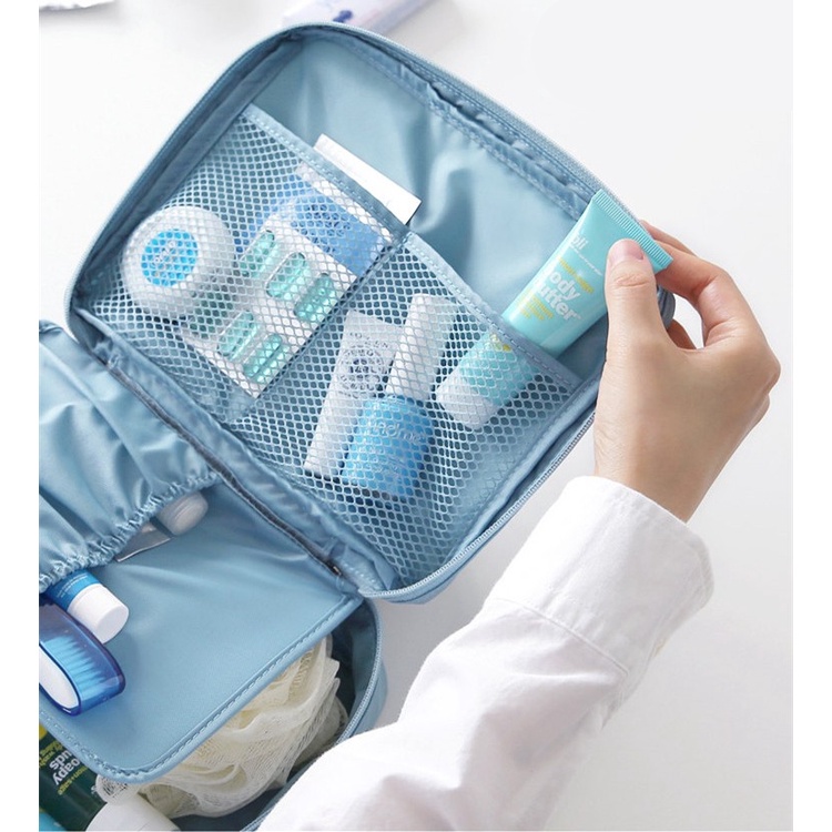 Tas Makeup Travel Organizer Make Up bepergian Muat banyak mini kecil simple bisa ditaruh didalam koper Bag in Bag Organizer Kosmetik rias dandan tas wanita Female Storage Make Up Cases Outdoor Girl Makeup Women Cosmetic Bag Women Toiletries Organizer