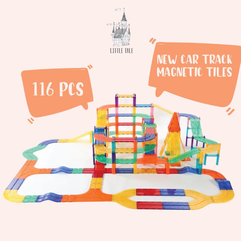 116pcs RACING CAR TRACK MAGNETIC TILES